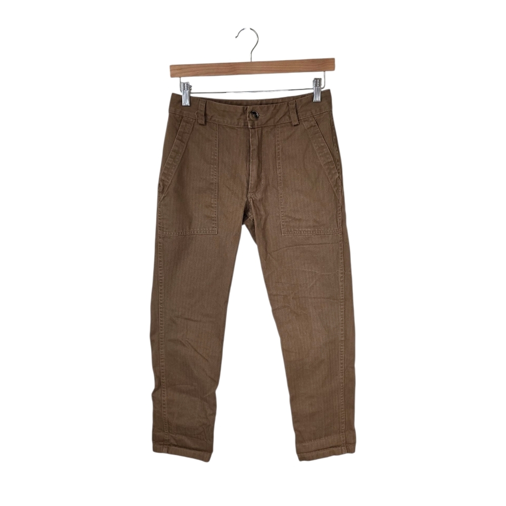 Taylor Stitch Women's Brown Tonal Stripe Twill Pants Sz 0